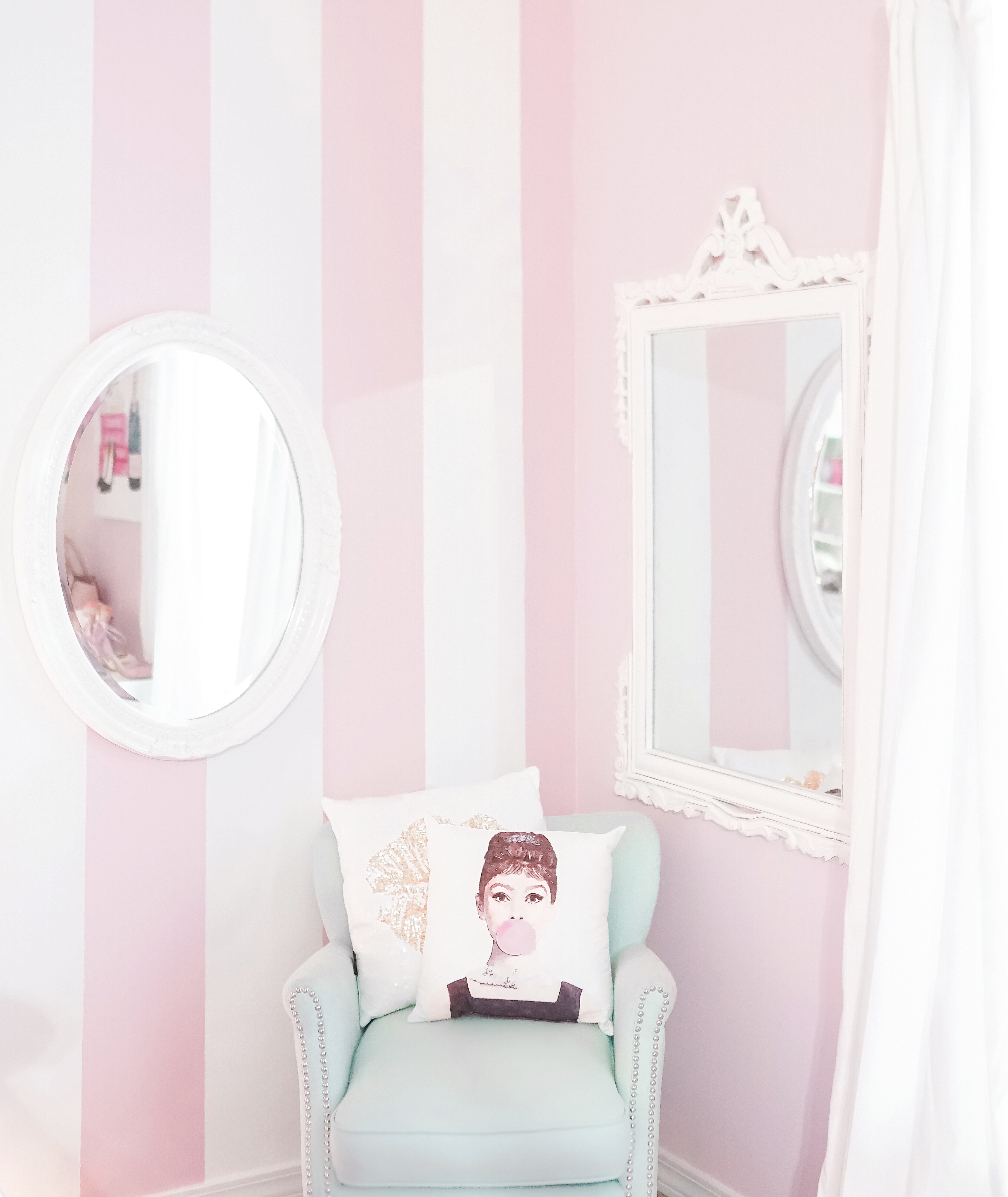 A Pretty & Pink Striped Accent Wall with HGTV HOME by Sherwin Williams